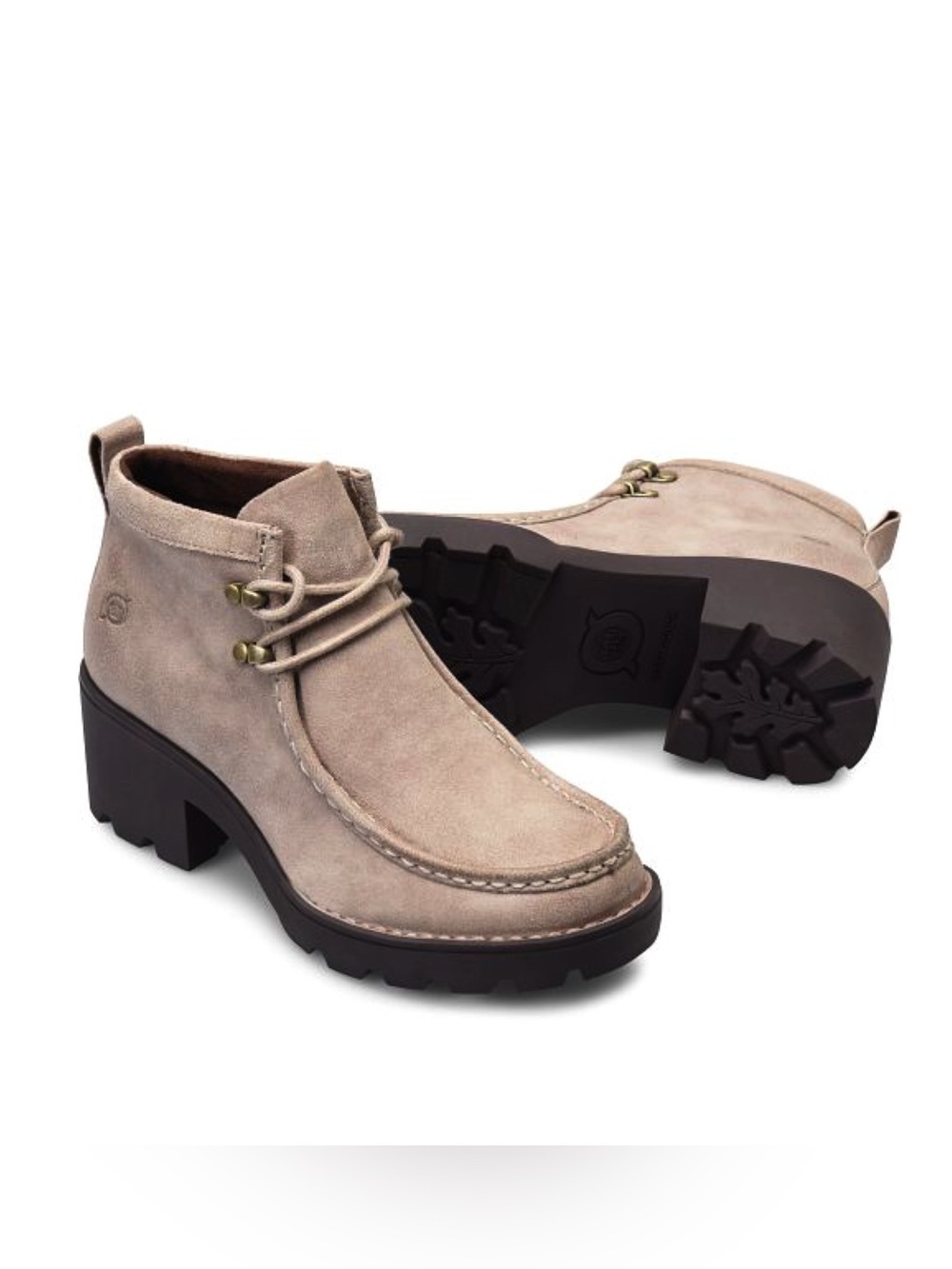 Born Griffin Lace-Up suede leather ankle Boots Tan Distressed 8